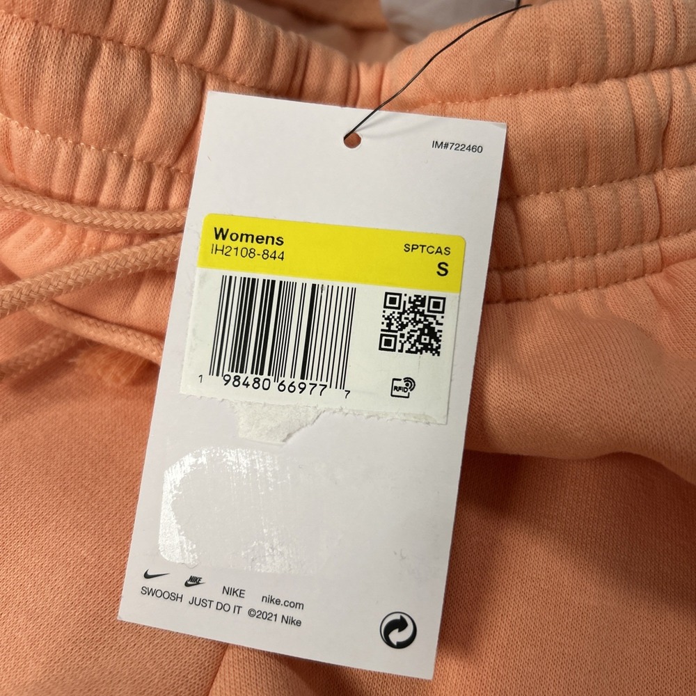 Nike Sportswear Mid Rise Fleece Shorts Small IH2108-844 Peach Workout Womens - Picture 7 of 11